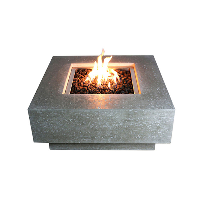 MANHATTAN | Ethanol bålstedsbord | B:D:H 91 x 91 x 40 cm | Beton | Grå