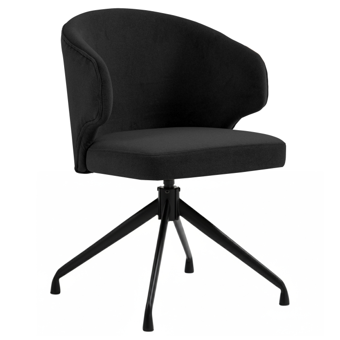 Marie | Hotel Stuhl | Schwarz | Samt  | Drehfuß | Gestell Schwarz