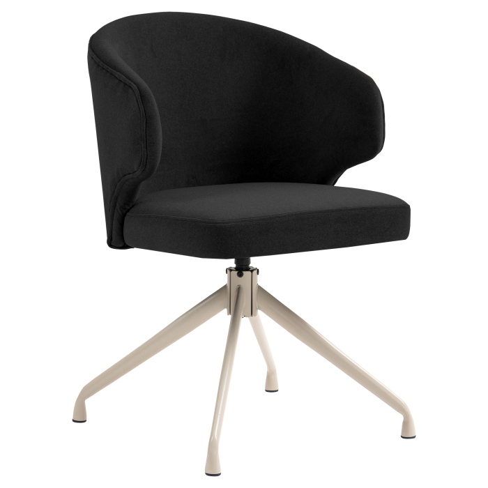 Marie | Hotel Stuhl | Schwarz | Samt | Drehfuß | Gestell Weiß