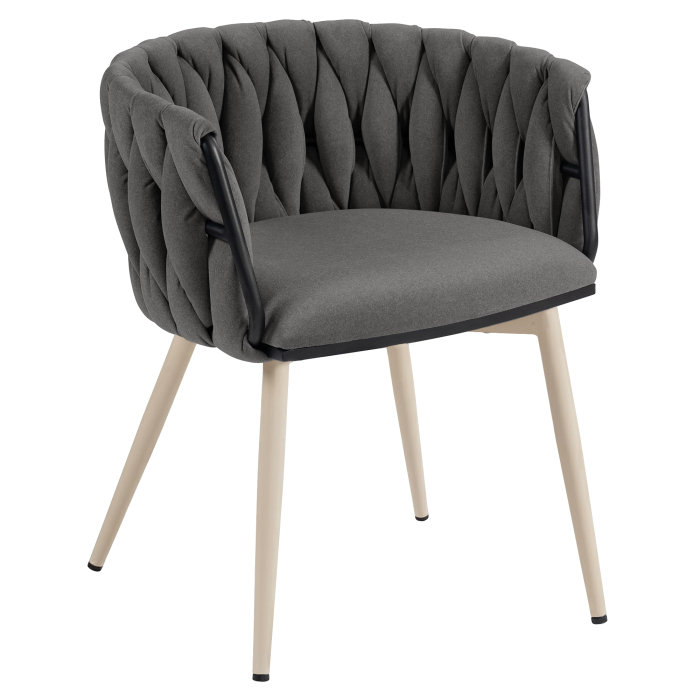 MARIS | Fauteuil d'hôtel | Velours | Gris | Structure : Blanc
