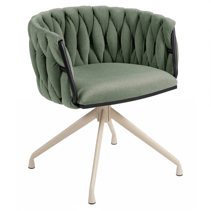 MARIS | Fauteuil d'hôtel | Velours | Gris | Structure : Blanc | Pivotant