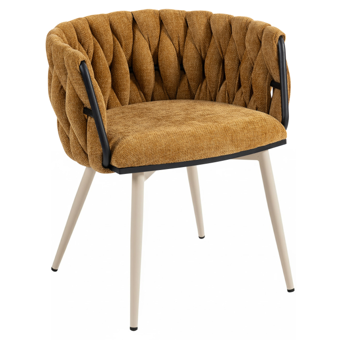 MARIS | Chaise d'hôtel | Tissu : Brun miel | Structure : Blanche