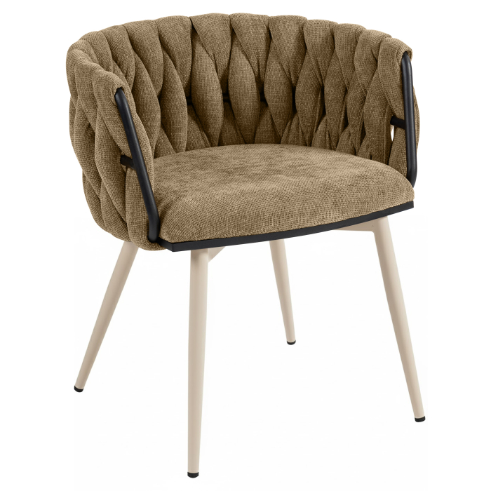 MARIS | Hotellstol | Tyg | Taupe | Stomme: Vit