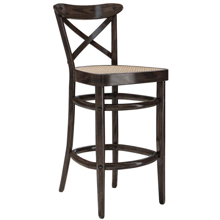MAUDEZ | Bugholz Barhocker | Rattan Geflecht | Wenge