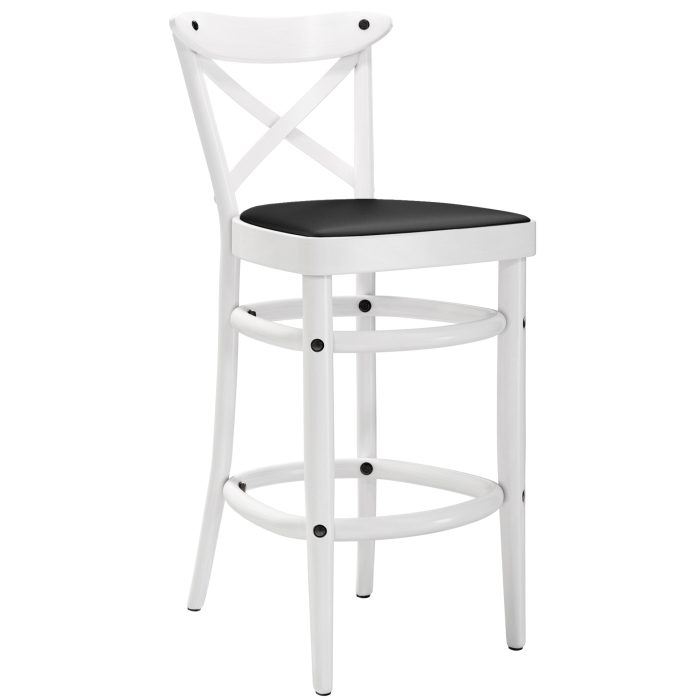 MAUDEZ | Sgabello Barhocker in Legno | Legno / Pelle | Bianco