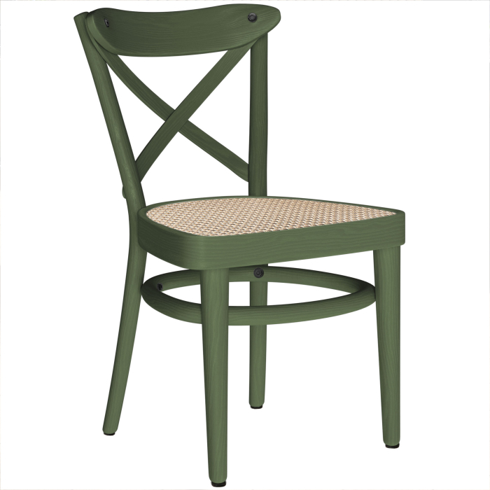 MAUDEZ | Bøyd trestol | Rattan flettverk | Olivengrønn | Bøyd tre