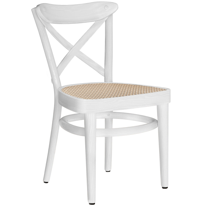 MAUDEZ | Bugholzstuhl | Rattan Geflecht | Weiß | Bugholz