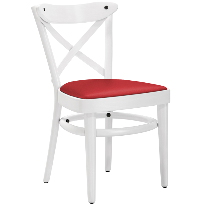 MAUDEZ | Bentstoel | Hout / Leer Rood | Wit | Bentstoel