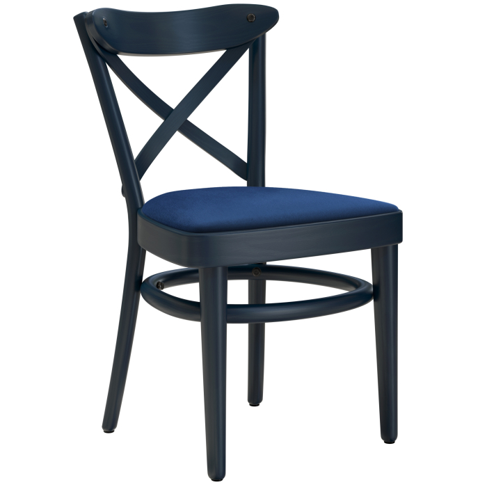 MAUDEZ | Bent u chair | Hout / Fluweel Blauw | Donkerblauw | Bent u stoel