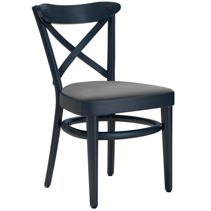 MAUDEZ | Sedia in legno curvato | Legno / Velluto grigio | Blu scuro | Bugholz