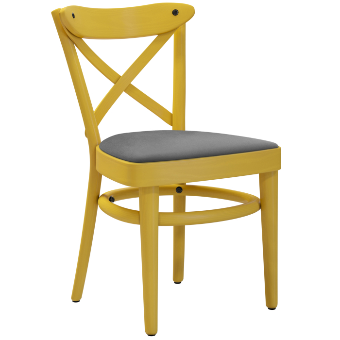 MAUDEZ | Bentwood Chair | Wood / Velvet Gray | Yellow | Bentwood