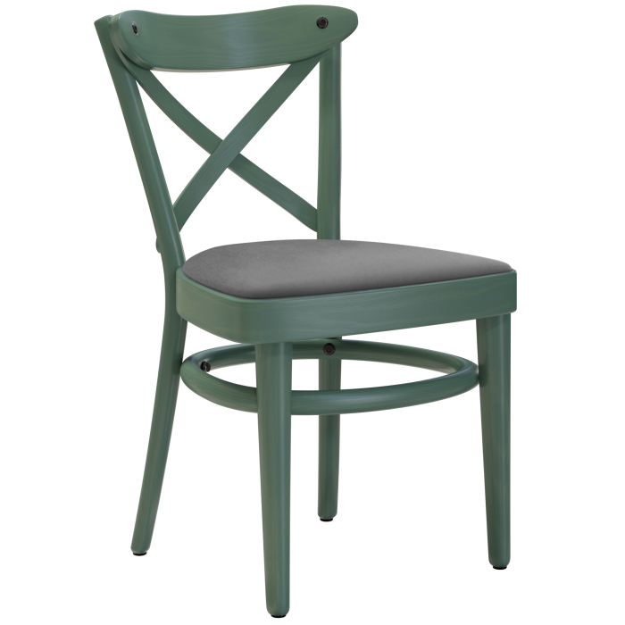 MAUDEZ | Eiken houten stoel | Hout / Fluweel Grijs | Groen | Eiken