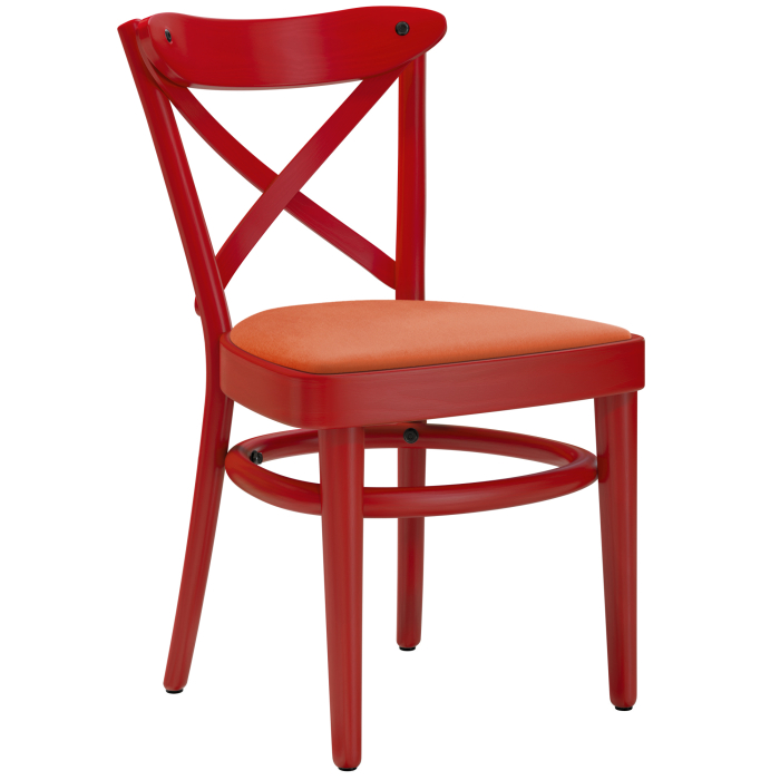 MAUDEZ | Chaise en bakélite | Bois / Velours Orange | Rouge | Bakélite
