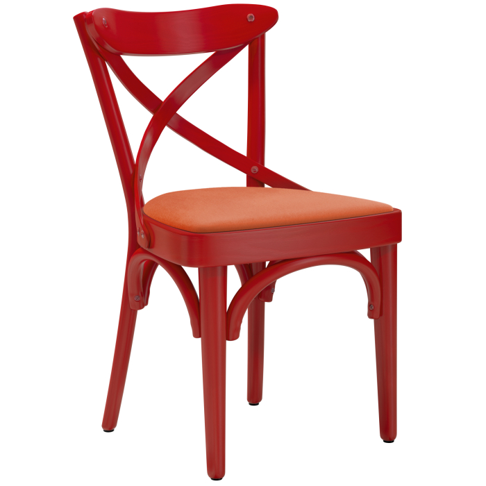 Maudez | Bugholstoel | Hout / Fluweel | Rood / Oranje | Bughol