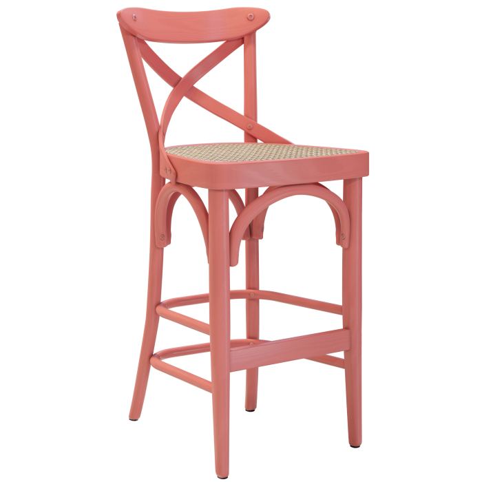 Maudez | Sgabello da bar in compensato | Legno / Intreccio | Rosa | Bugholz