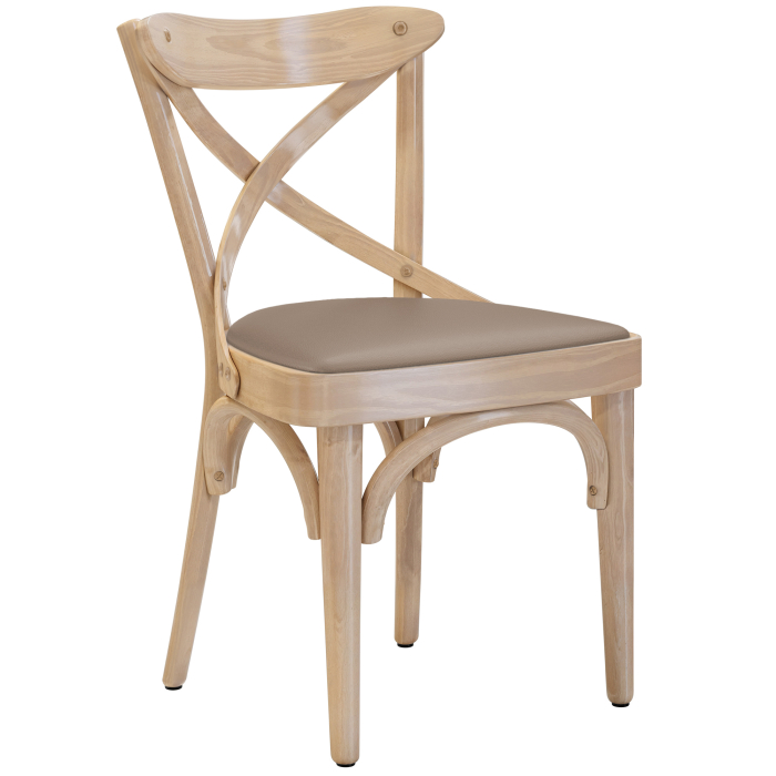 Maudez | Chaise en bois à coques courbées | Bois / Cuir | Chêne / Taupe | Coque en bois