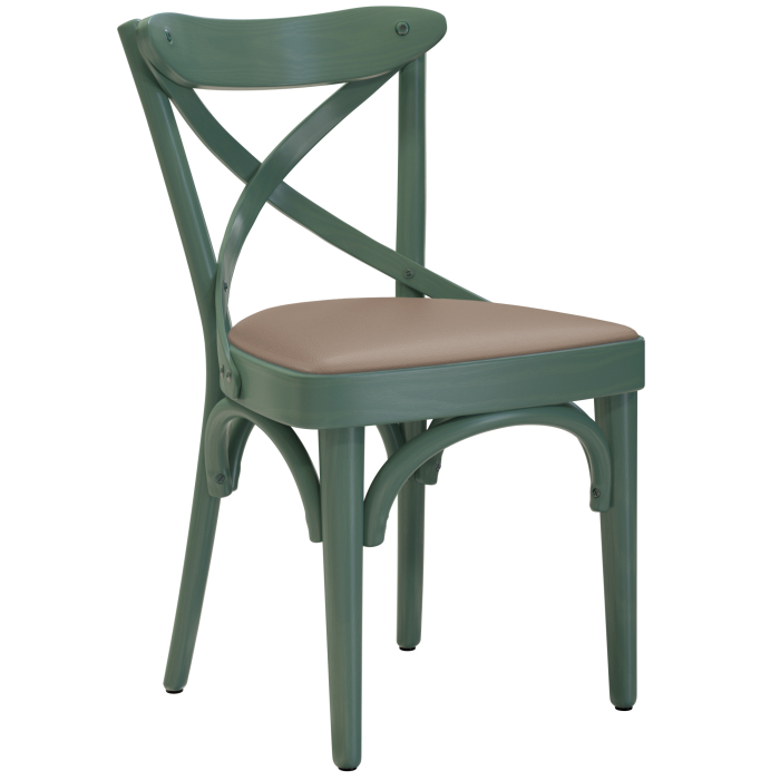 Maudez | Bureaustoel van beukenhout | Hout / Leder | Groen / Taupe | Bureaustoel