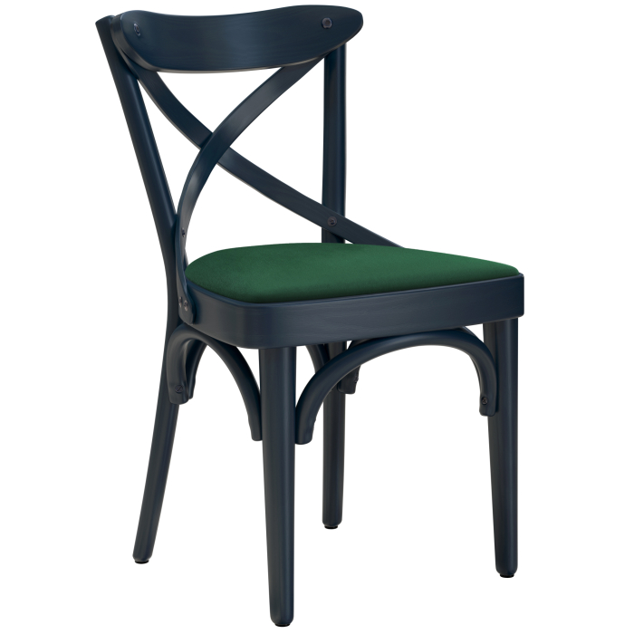 Maudez | Bentwood Chair | Wood / Velvet | Dark Blue / Green | Bentwood