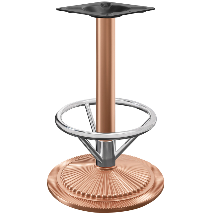 MAXIM FOOT | Piètement de table de bar | Cuivre | Pied : Ø 55 cm | Colonne : 7,6 x 109 cm | Avec repose-pieds
