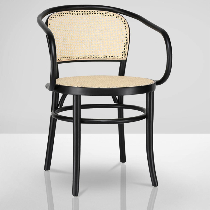 MARCO ARM | Wicker Chair | Black | Bentwood | Wickerwork Natural