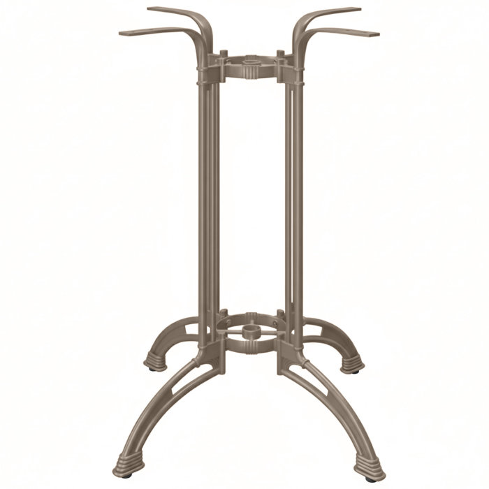 MALAGA | Understel til barbord i støbejern | Taupe | 4 fødder: Ø 82 cm | Kolonne 108 cm | Støbt optik