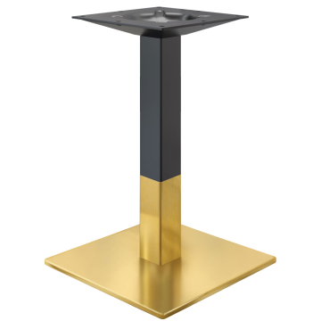 MADRID | Bistro bordstel | Guld/Sort | Højde: 71 cm | Søjle: 8 x 8 cm | Bundplade: 50 x 50 cm