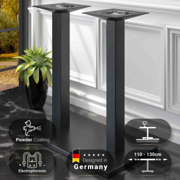 MADRID | Bistro dobbelt barbordsstel | Sort | Højde: 105 cm | Søjle: 8 x 8 cm | Fod: 40 x 70 cm