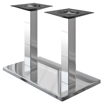 MADRID | Bistro dobbelt bordstel | Rustfrit stål | Højde: 72 cm | Søjle: 8 x 8 cm | Fod: 40 x 70 cm