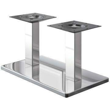 MADRID | Bistro Lounge dobbelt bordstel | Rustfrit stål | Højde: 36 cm | Søjle: 6 x 6 cm | Fod: 40 x 70 cm