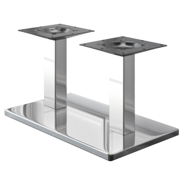 MADRID | Bistro Lounge dobbelt bordstel | Rustfrit stål | Højde: 36 cm | Søjle: 8 x 8 cm | Fod: 40 x 70 cm