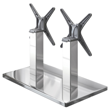 MADRID | Bistro Lounge dobbelt bordstel | Rustfrit stål | Højde: 36 cm | Søjle: 8 x 8 cm | Fod: 40 x 70 cm | Sammenklappelig