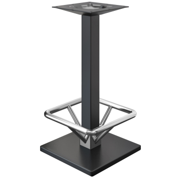 MADRID | Bistro Stehtischgestell + Fußring | Schwarz | Höhe: 105 cm | Säule: 8 x 8 cm | Fuß: 50 x 50 cm