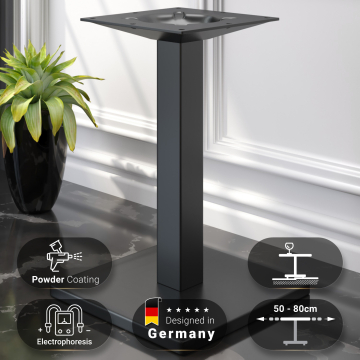 MADRID | Bistro Tischgestell | Schwarz | Höhe: 72 cm | Säule: 6 x 6 cm | Fuß: 45 x 45 cm