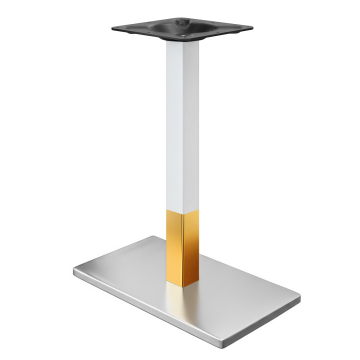 MADRID | Bistro bordsskiva | Rostfritt stål/Vit/Guld | Höjd: 72 cm | Stolpe: 8 x 8 cm | Golvplatta: