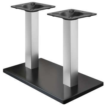 MADRID | Bistro Doppel Tischgestell | Schwarz/Edelstahl | Höhe: 71 cm | Säule: 6 x 6 cm | Bodenplatt