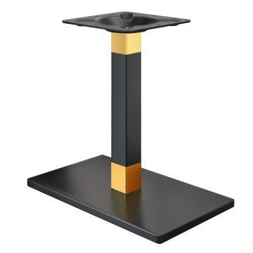 MADRID | Base de mesa de bistró | Negro/Oro | Altura: 72 cm | Columna: 6 x 6 cm | Placa de base: 40