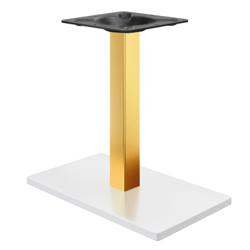 MADRID | Estructura para mesa de bistró | Blanco/Oro | Altura: 72 cm | Columna: 8 x 8 cm | Placa bas