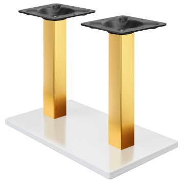MADRID | Supporto doppio per tavolo da bistrot | Bianco/Or gold | Altezza: 71 cm | Colonna: 8 x 8 cm