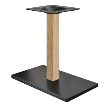 MADRID | Base para mesa de bistró | Negro/Roble | Altura: 72 cm | Columna: 6 x 6 cm | Placa de base: