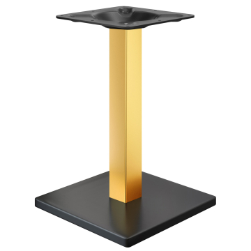 MADRID | Structure de table de bistro | Noir/Or | Hauteur : 71 cm | Colonne : 6 x 6 cm | Plaque de b