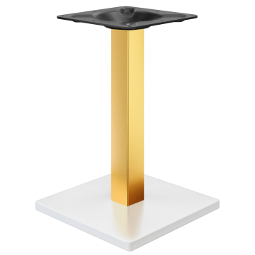 MADRID | Qu set de estructura para mesa de bistro | Blanco/Oro | Altura: 71 cm | Columna: 8 x 8 cm |
