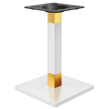 MADRID | Bistro bordsskiva | Vit/Gold | Höjd: 71 cm | Sockel: 8 x 8 cm | Bottenplatta: 50 x 50 cm