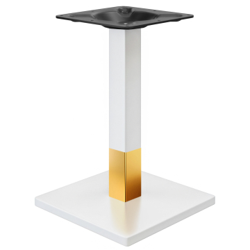 MADRID | Estructura de mesa para bistró | Blanco/Oro | Altura: 72 cm | Columna: 6 x 6 cm | Base: 50