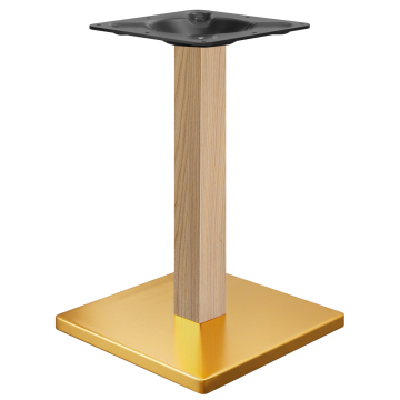 MADRID | Estructura para mesa de bistró | Oro / Roble | Altura: 72 cm | Columna: 8 x 8 cm | Base de