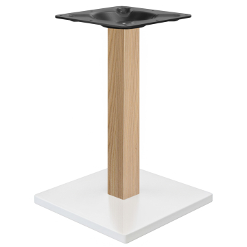 MADRID | Konstrukcja stołka bistro | Biały / Dąb | Wysokość: 71 cm | Kolumna: 8 x 8 cm | Podstawa: 4