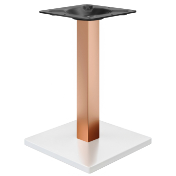 MADRID | Structure de table bistro | Blanc / Cuivre | Hauteur : 71 cm | Poteau : 6 x 6 cm | Plaque d