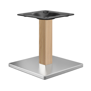 MADRID | Estructura de mesa de bistró | Acero inoxidable/Roble | Altura: 72 cm | Columna: 8 x 8 cm |