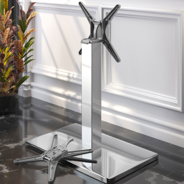 MADRID | Pieds de Table Bistrot | Acier inoxydable | Pied : 40 x 70 cm | Colonne : 8 x 72 cm | Pliable