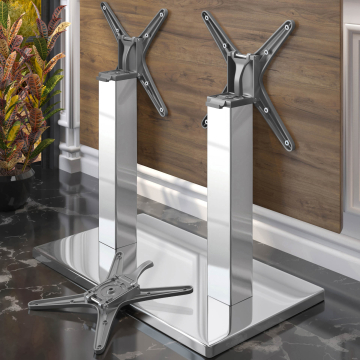 MADRID | Pied de table double bistrot | Acier inoxydable | L:P 40 x 70 cm | Colonne : 8 x 72 cm | Pliable