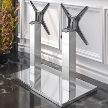 MADRID | Pied de table double bistrot | Acier inoxydable | L:P 40 x 70 cm | Colonne : 8 x 72 cm | Pliable